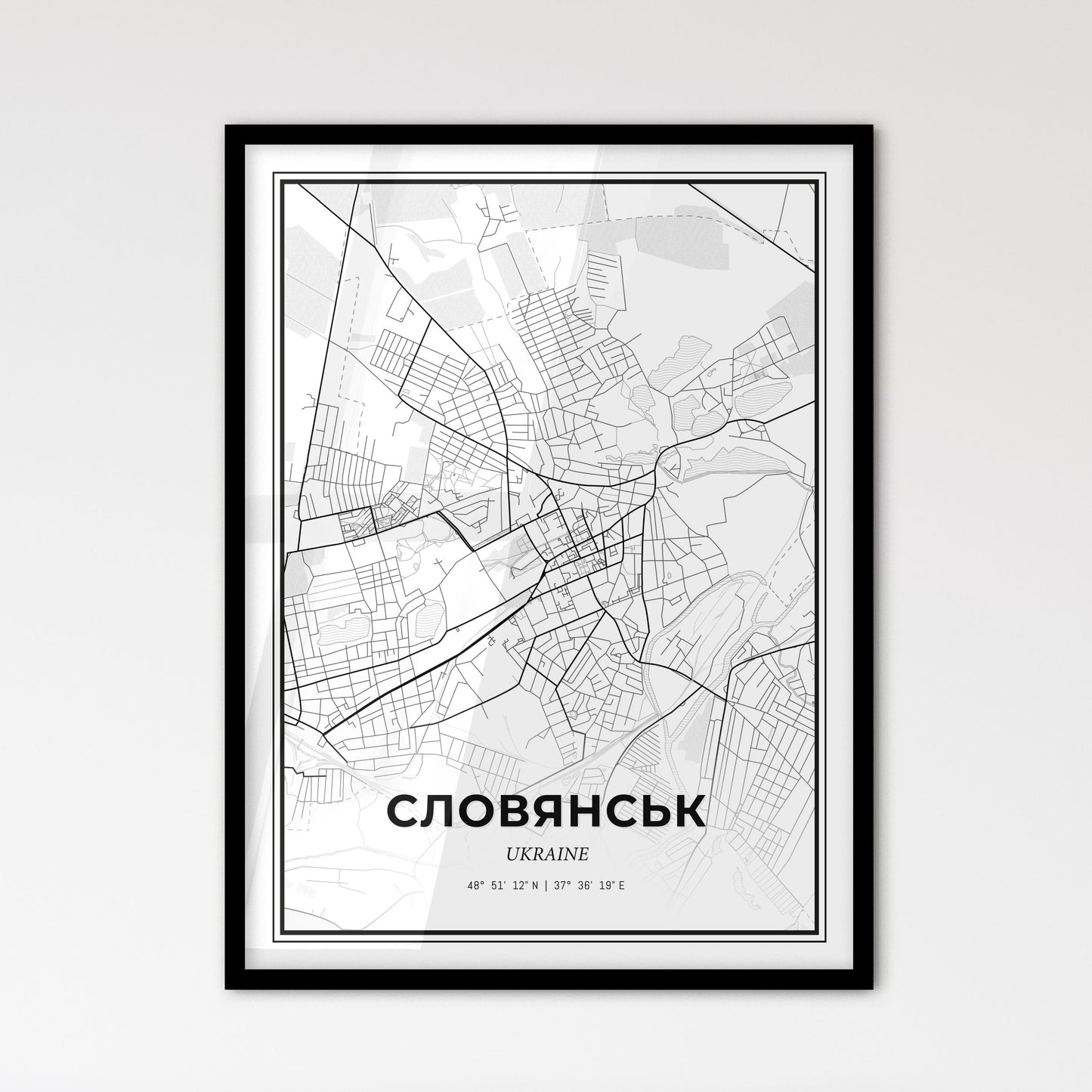 Sloviansk Ukraine - Scandinavian Style City Map for Modern Home Decor