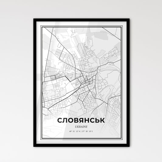 Sloviansk Ukraine - Scandinavian Style City Map for Modern Home Decor