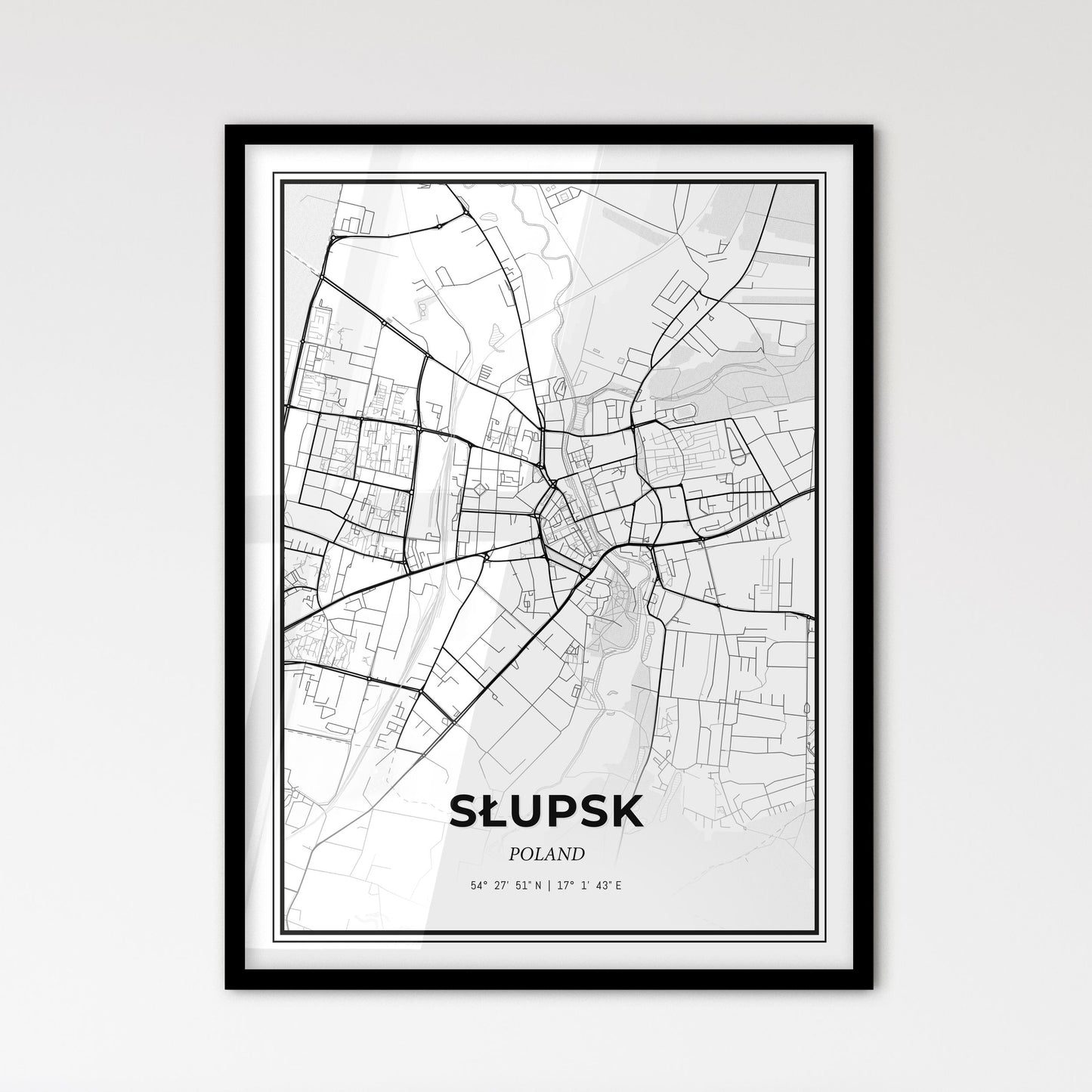 Słupsk Poland - Scandinavian Style City Map for Modern Home Decor