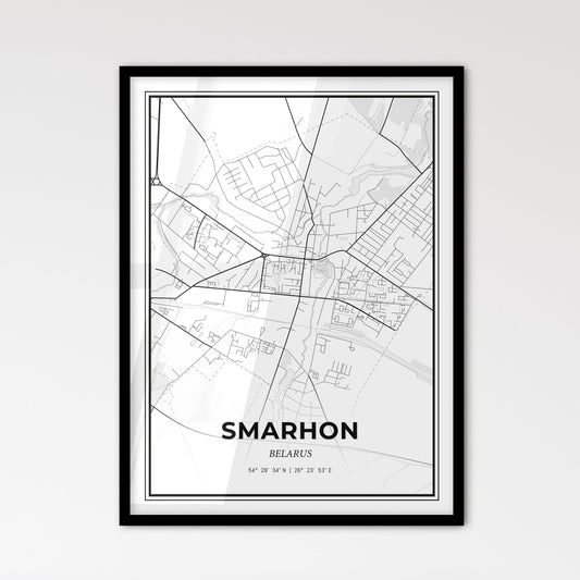 Smarhon Belarus - Scandinavian Style City Map for Modern Home Decor