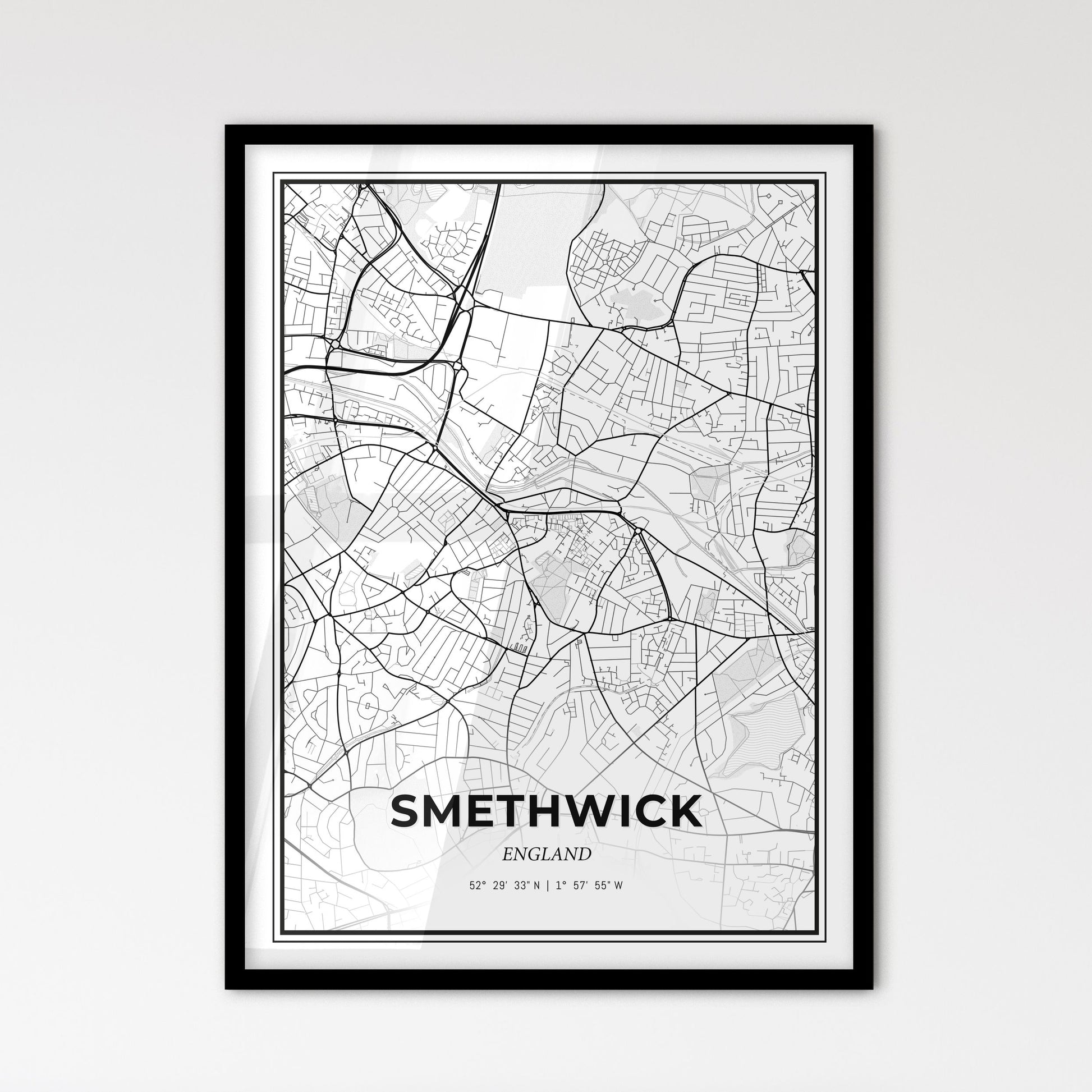 Smethwick England - Scandinavian Style City Map for Modern Home Decor