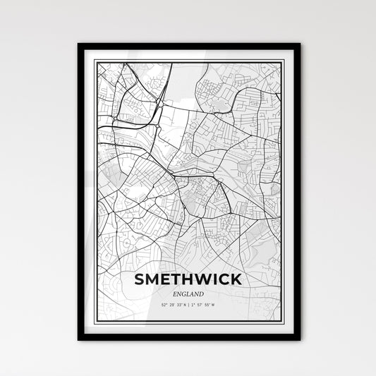 Smethwick England - Scandinavian Style City Map for Modern Home Decor