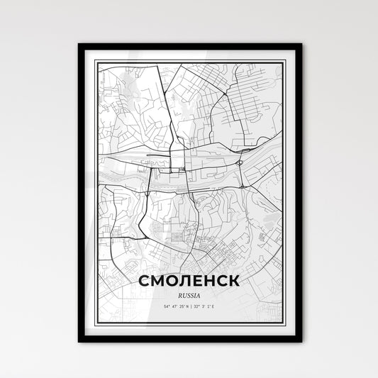 Smolensk Russia - Scandinavian Style City Map for Modern Home Decor