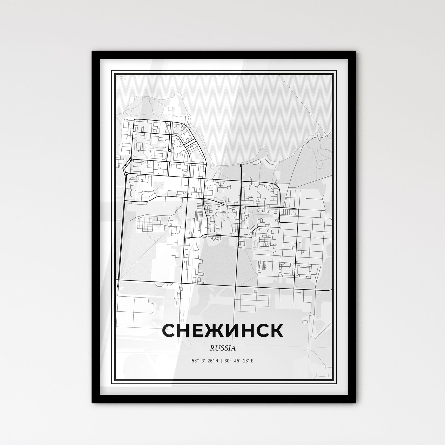 Snezhinsk Russia - Scandinavian Style City Map for Modern Home Decor