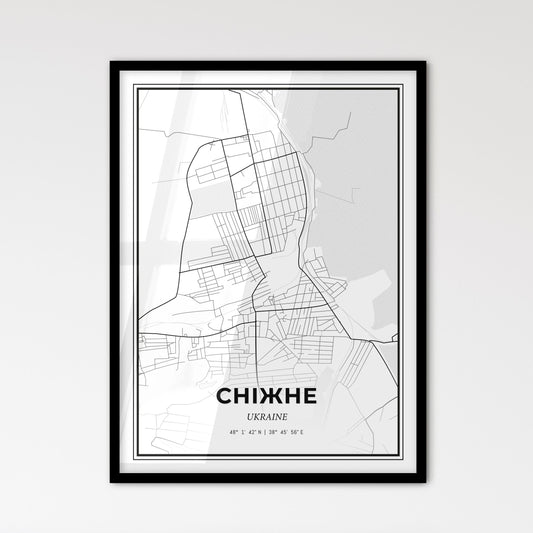 Snizhne Ukraine - Scandinavian Style City Map for Modern Home Decor