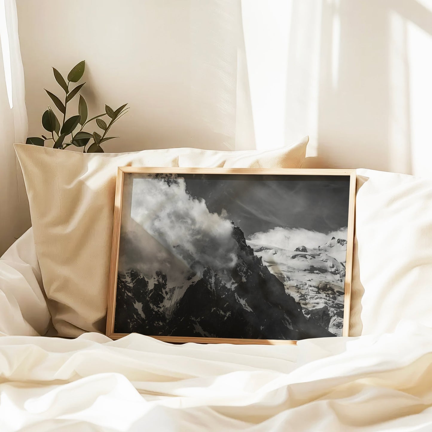 Aiguille du Midi Wall Art Print – Black and White Mountain Photography