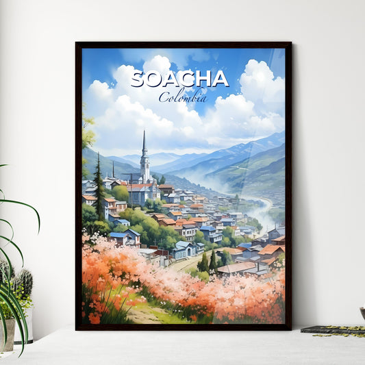 Vibrant Painting of Soacha Colombia Skyline Town Hill Trees Mountains Art Default Title