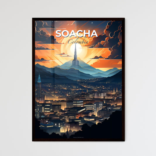 Vibrant Painting of Soacha Colombia Skyline with Mountains Default Title