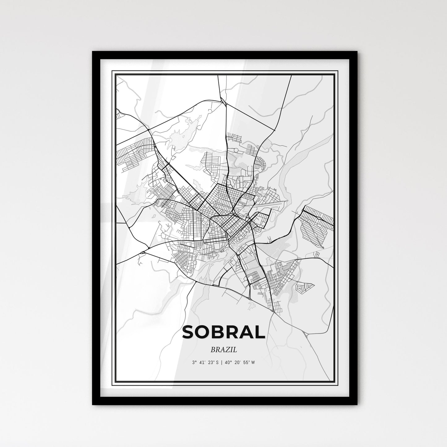 Sobral Brazil - Scandinavian Style City Map for Modern Home Decor