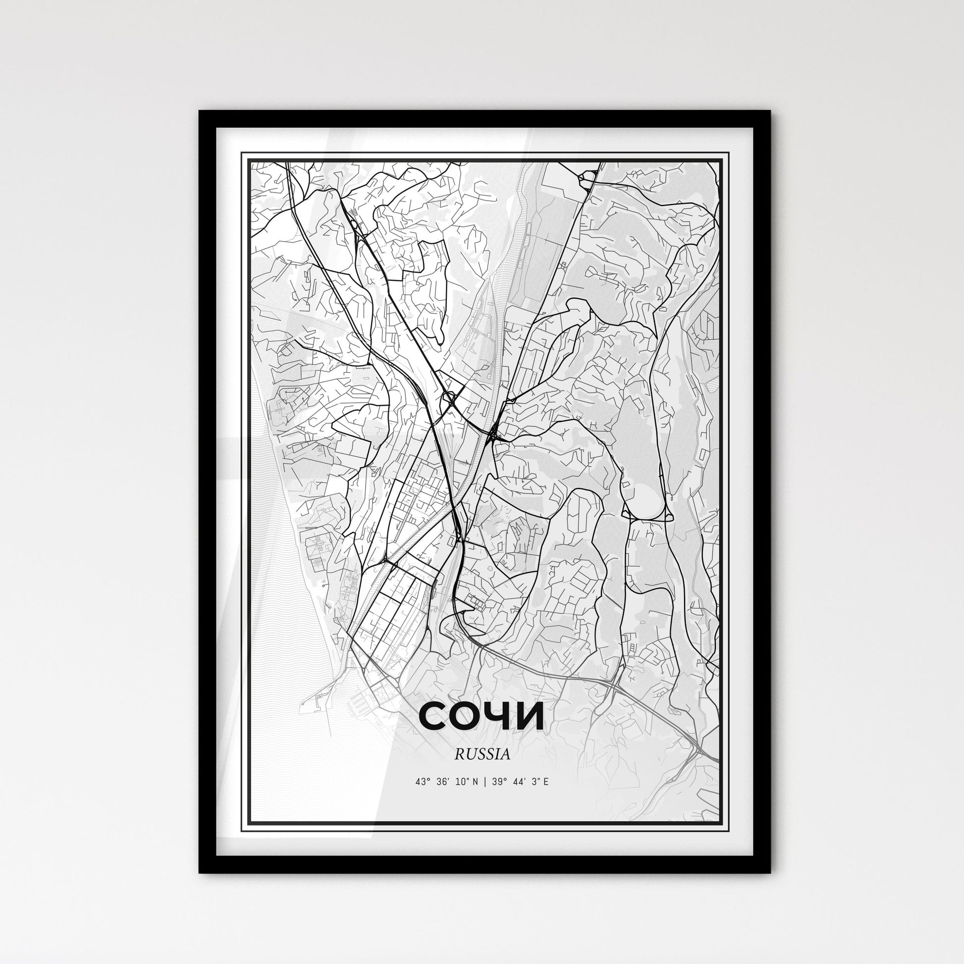 Sochi Russia - Scandinavian Style City Map for Modern Home Decor