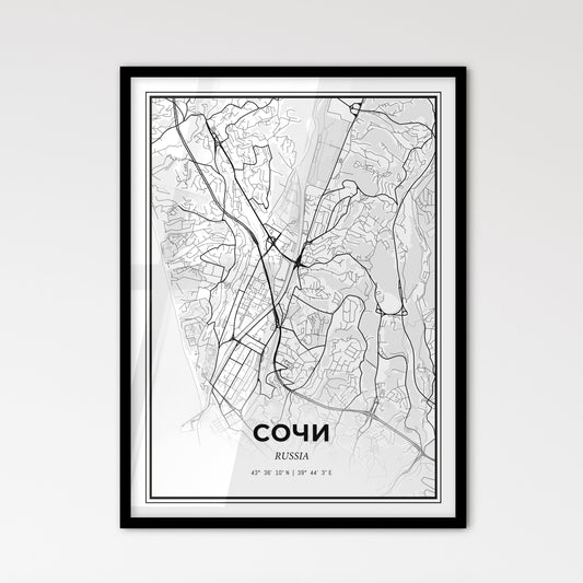 Sochi Russia - Scandinavian Style City Map for Modern Home Decor