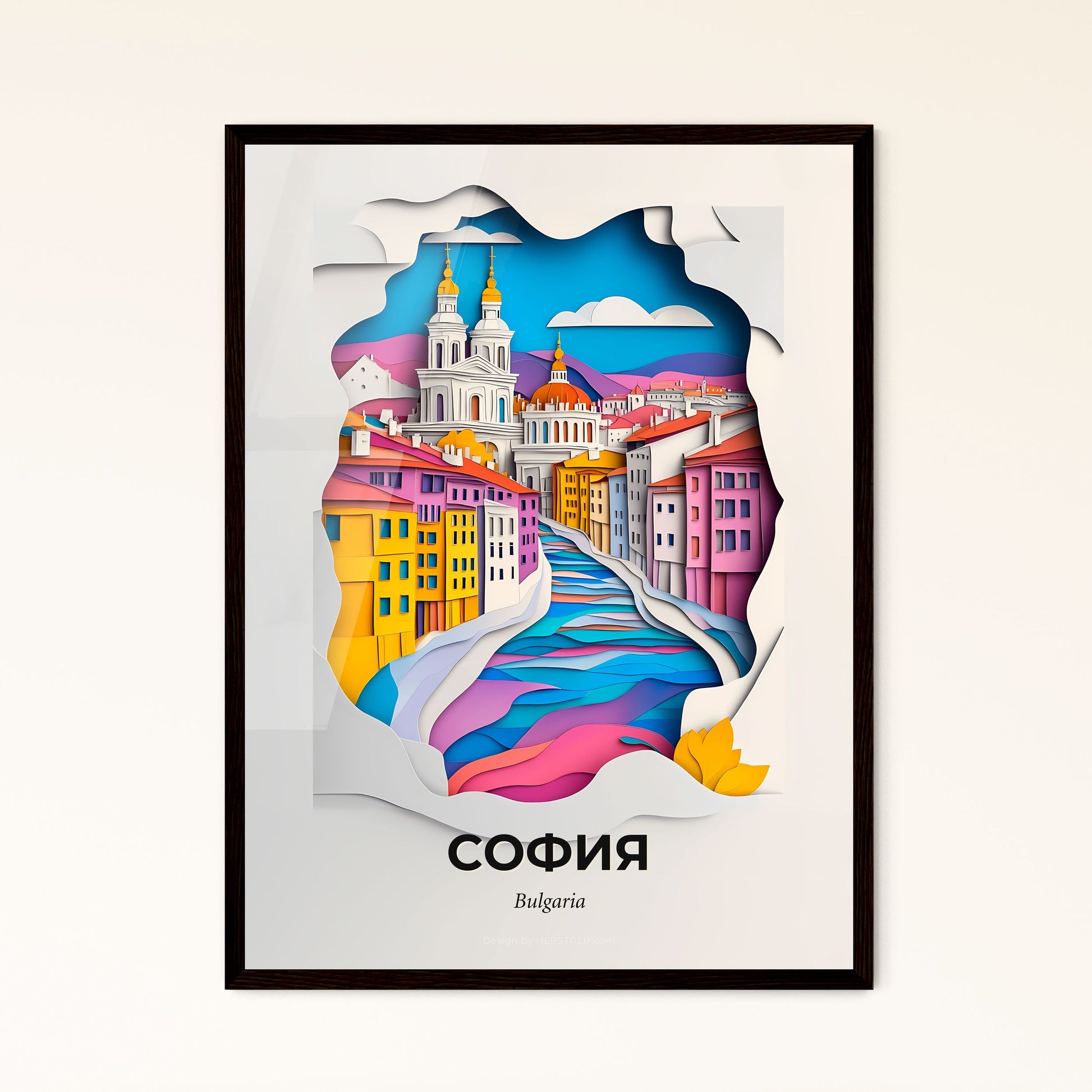 Vivid Sofia, Bulgaria - a paper cut of a city with a bridge