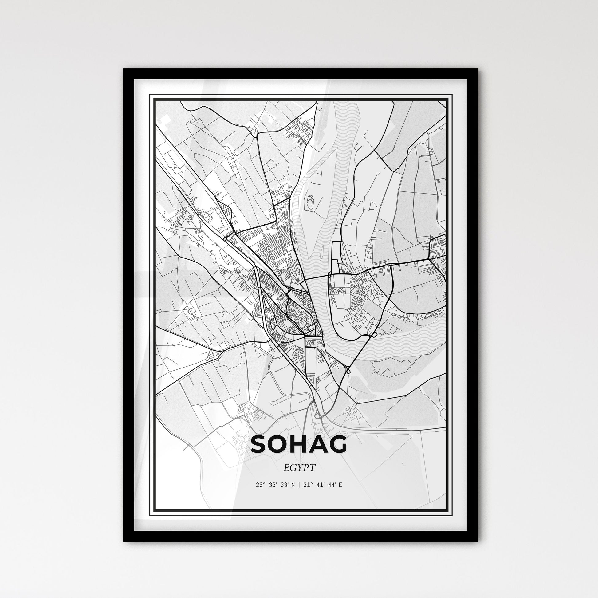 Sohag Egypt - Scandinavian Style City Map for Modern Home Decor