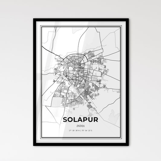 Solapur India - Scandinavian Style City Map for Modern Home Decor