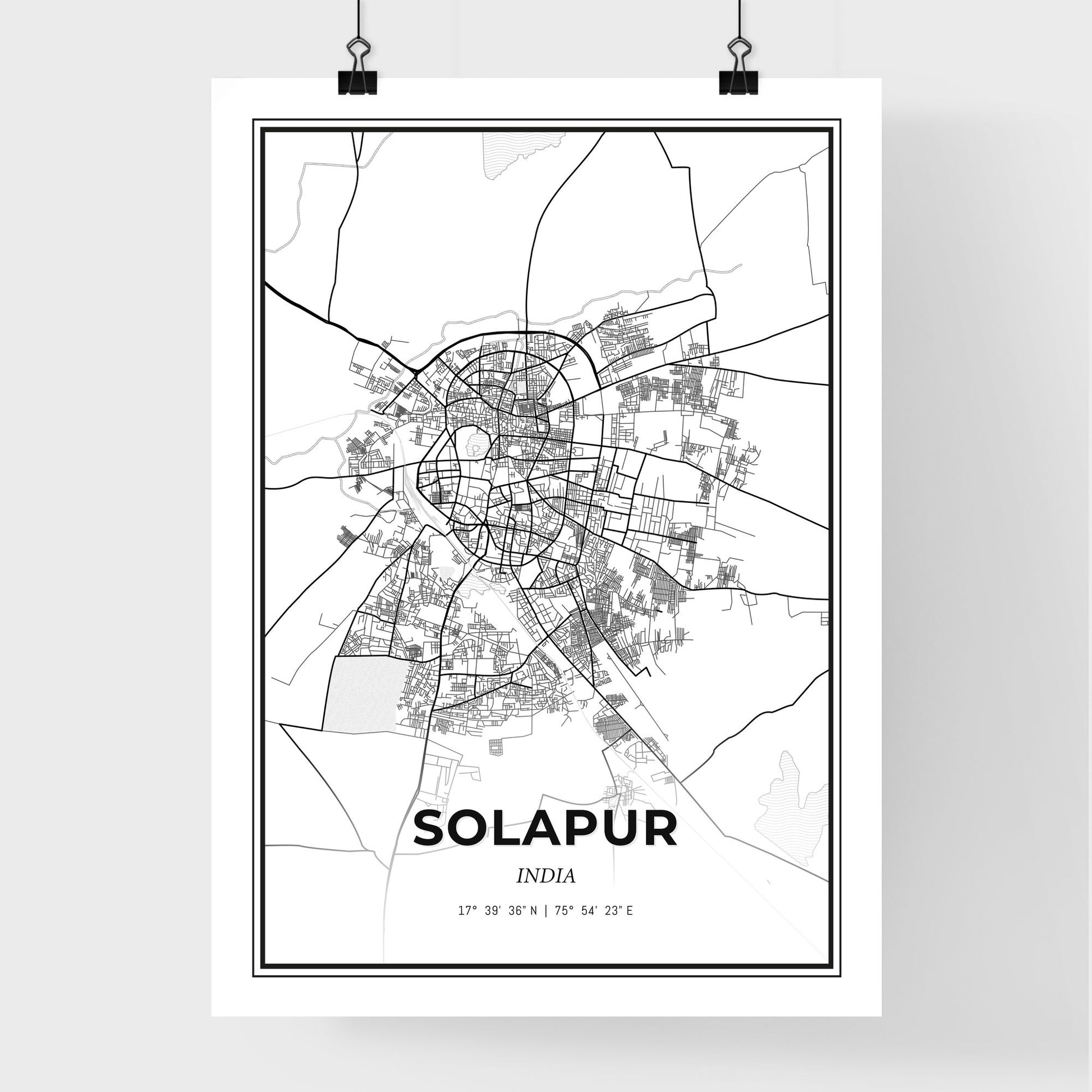 Solapur India - Premium City Map Poster