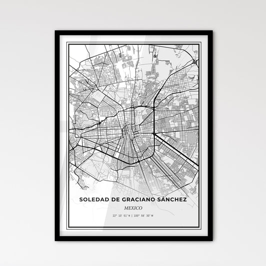 Soledad de Graciano Sánchez Mexico - Scandinavian Style City Map for Modern Home Decor