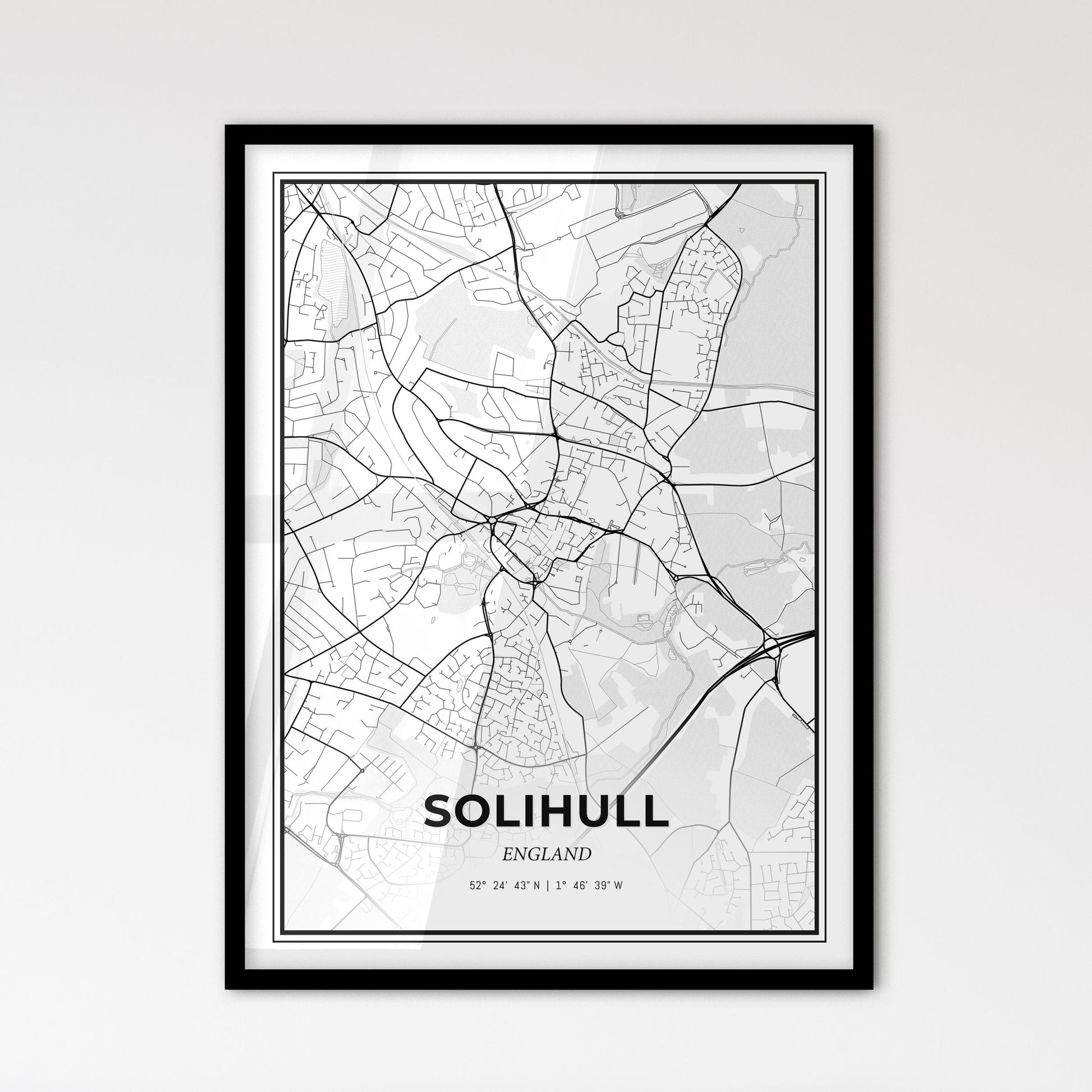 Solihull England - Scandinavian Style City Map for Modern Home Decor