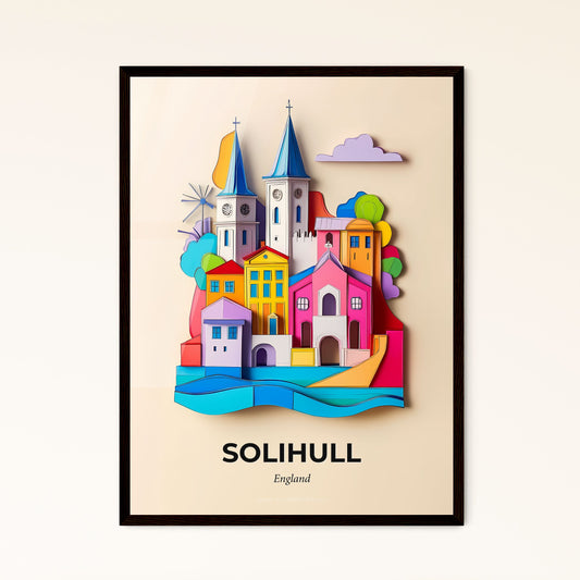 Vivid Solihull, England - a paper cut of a city with a clock tower