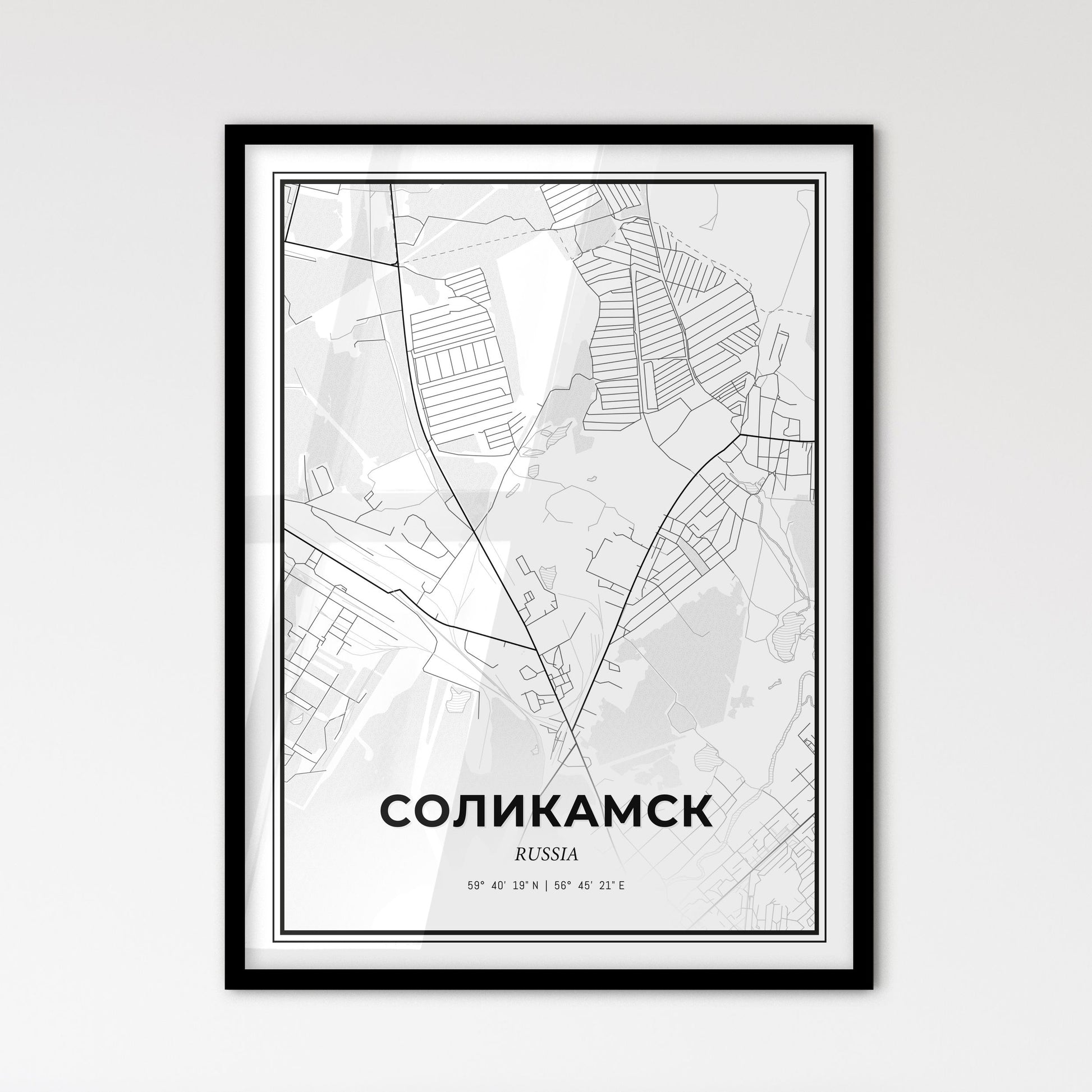 Solikamsk Russia - Scandinavian Style City Map for Modern Home Decor