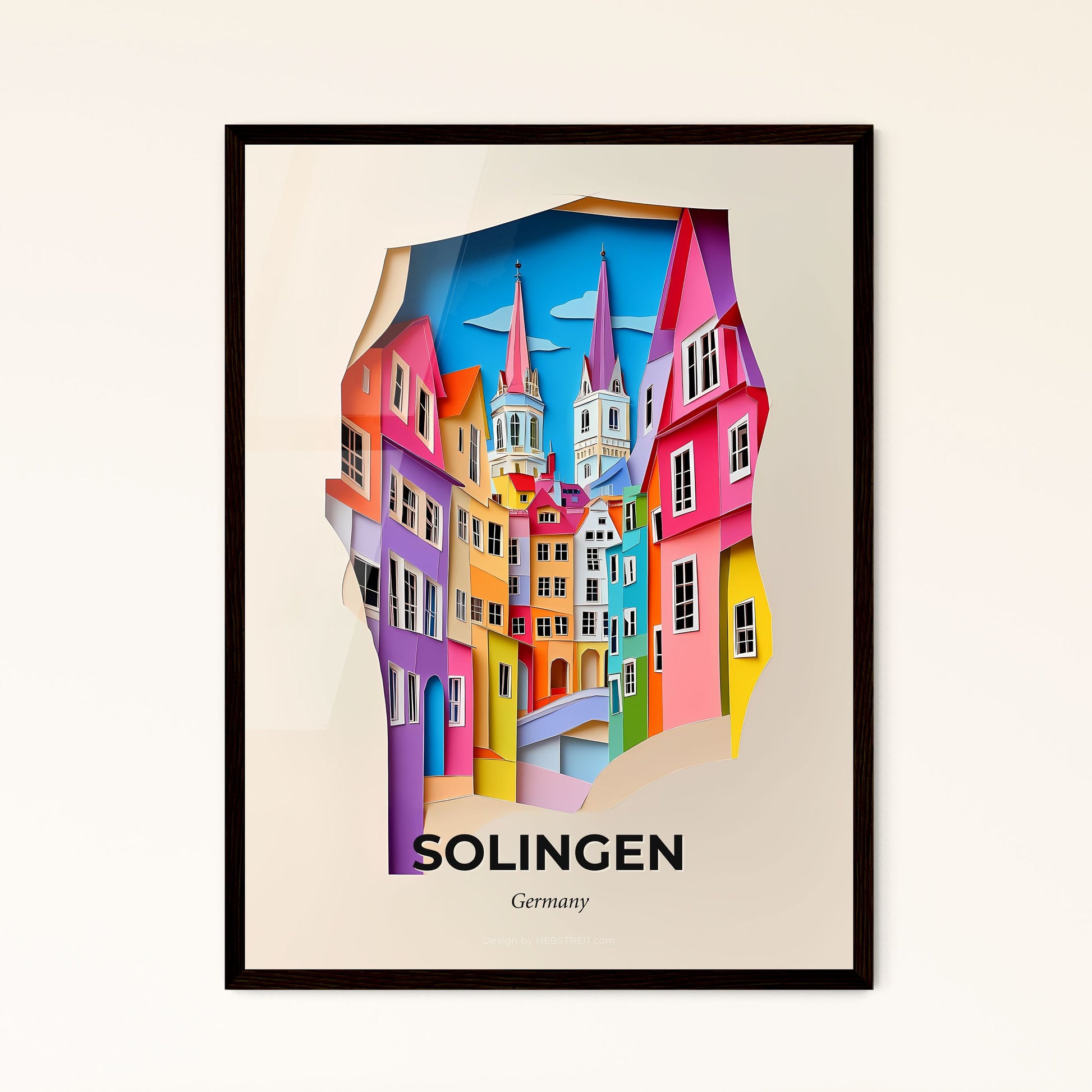 Vivid Solingen, Germany - a paper cut of a city with a bridge