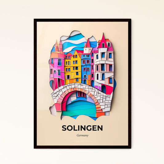 Vivid Solingen, Germany - a paper cut of a colorful city with a bridge