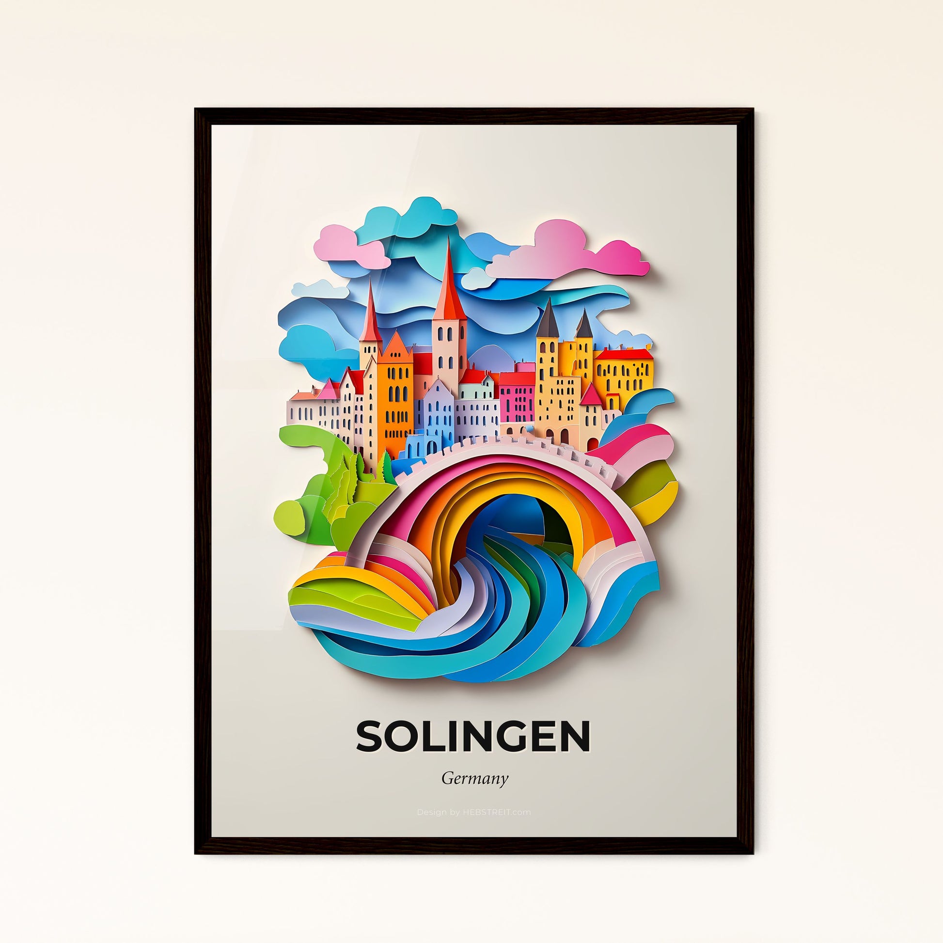 Vivid Solingen, Germany - a paper cut of a city with a rainbow