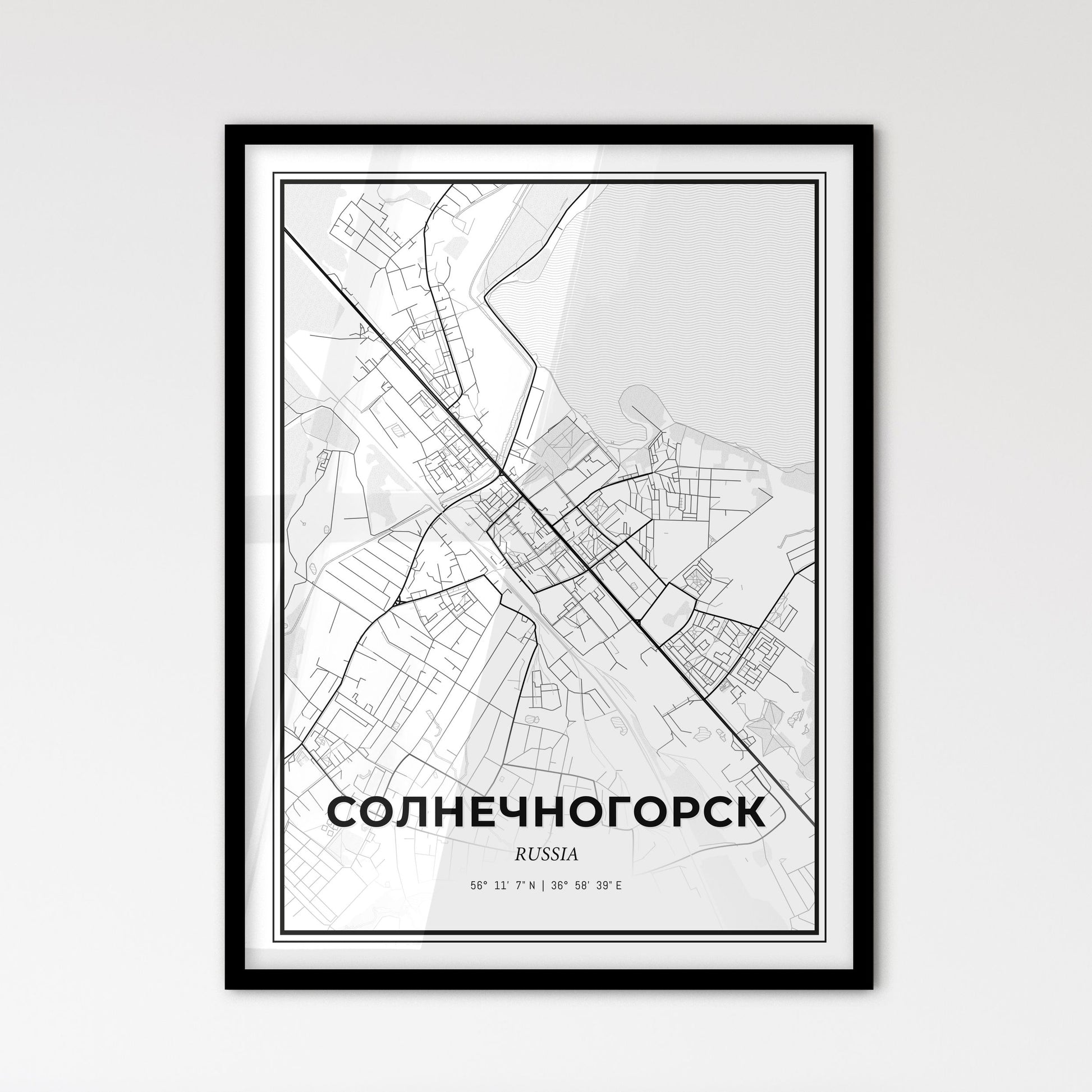 Solnechnogorsk Russia - Scandinavian Style City Map for Modern Home Decor