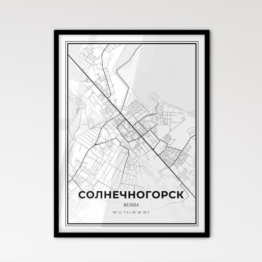 Solnechnogorsk Russia - Scandinavian Style City Map for Modern Home Decor