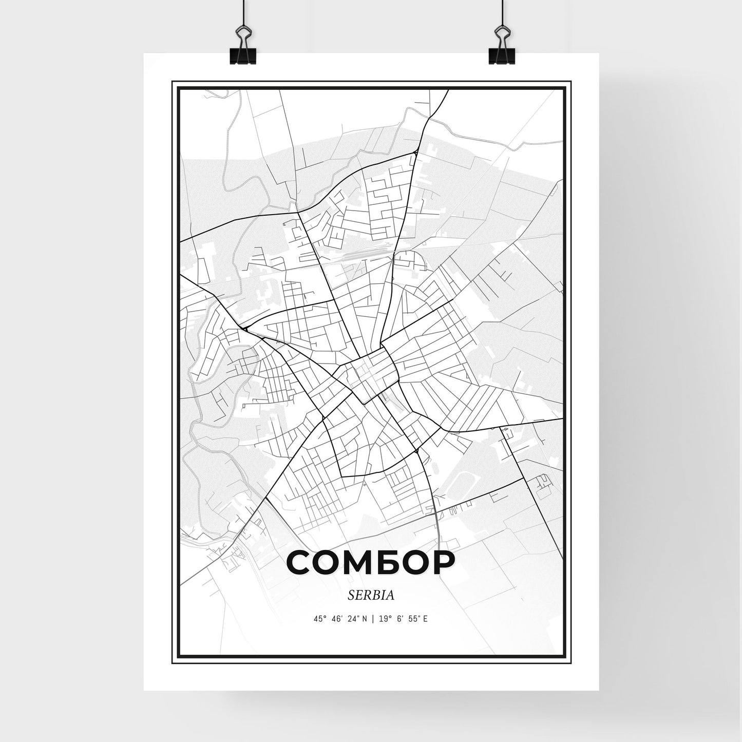 Sombor Serbia - Premium City Map Poster