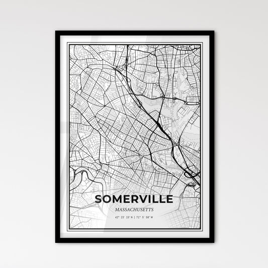 Somerville Massachusetts - Scandinavian Style City Map for Modern Home Decor