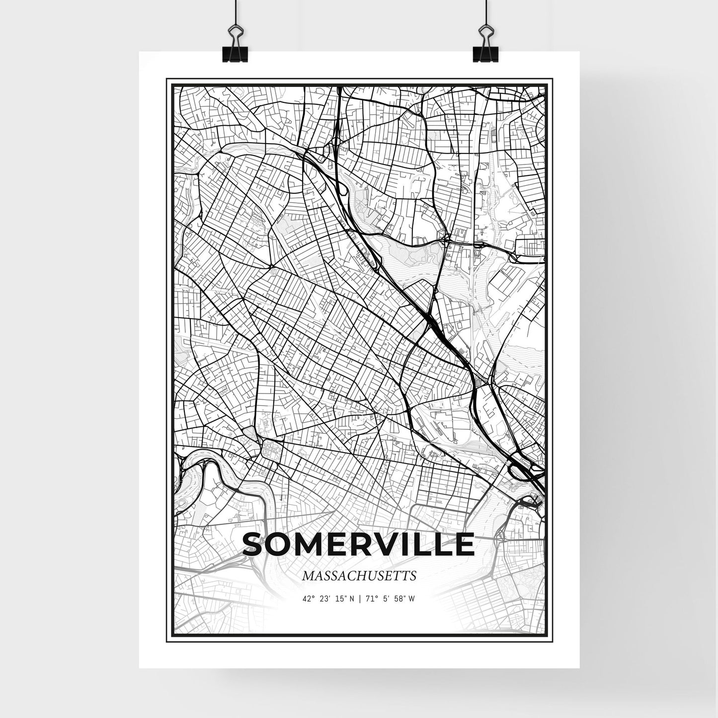 Somerville Massachusetts - Premium City Map Poster