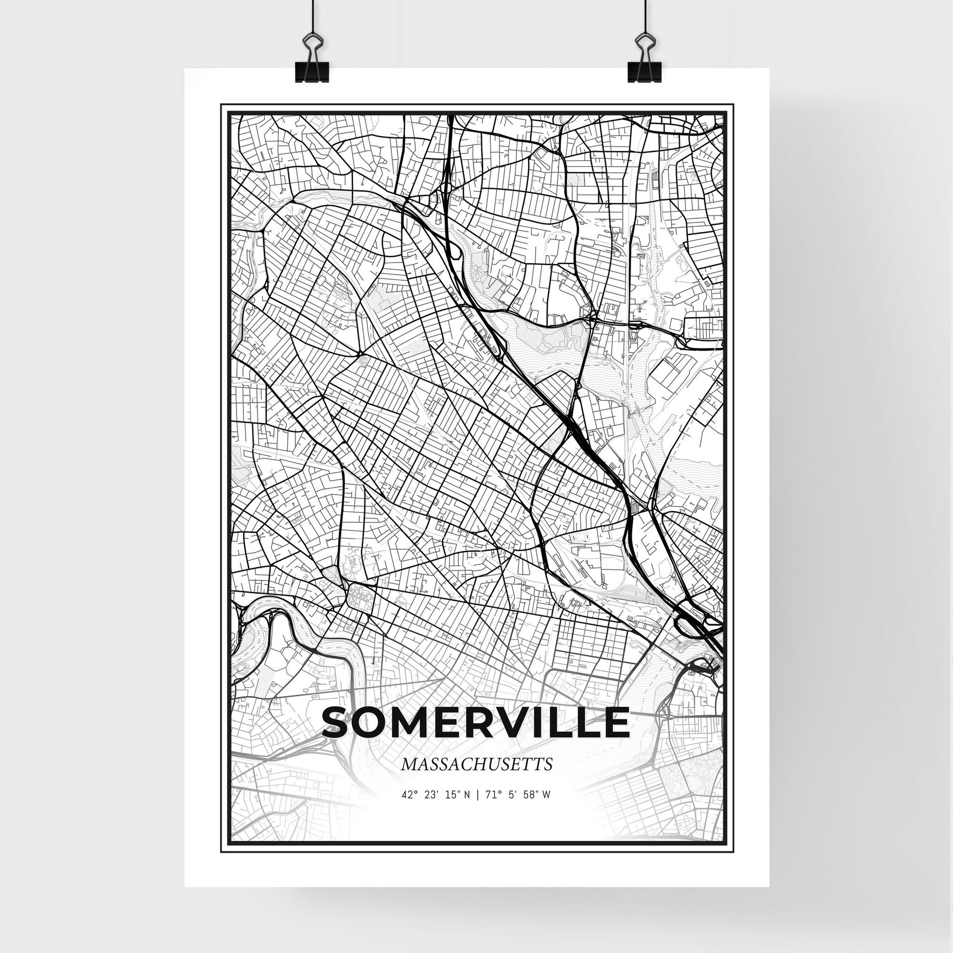 Somerville Massachusetts - Premium City Map Poster