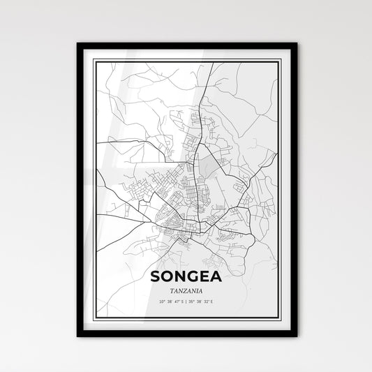 Songea Tanzania - Scandinavian Style City Map for Modern Home Decor