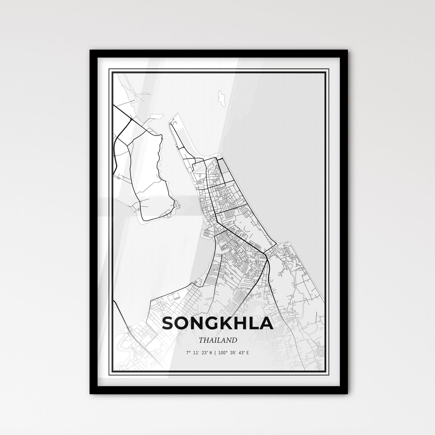 Songkhla Thailand - Scandinavian Style City Map for Modern Home Decor