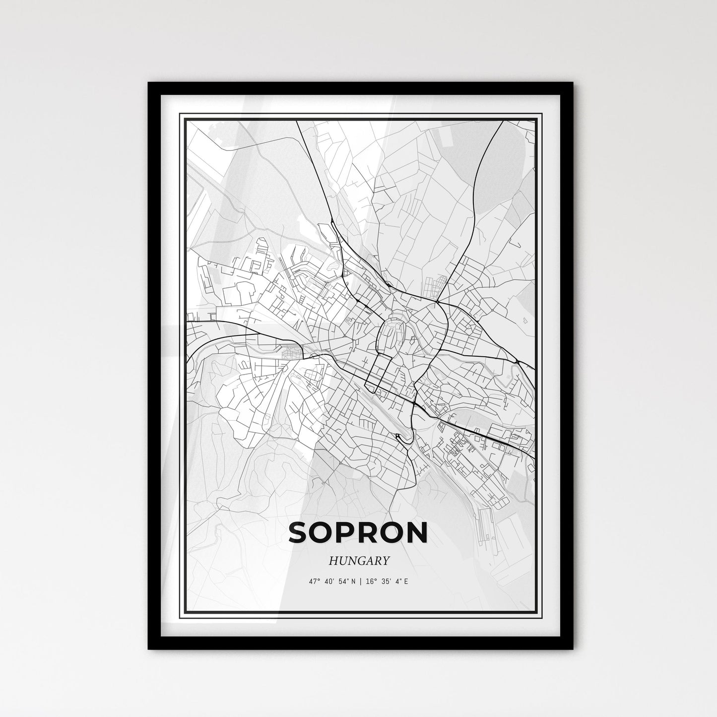 Sopron Hungary - Scandinavian Style City Map for Modern Home Decor