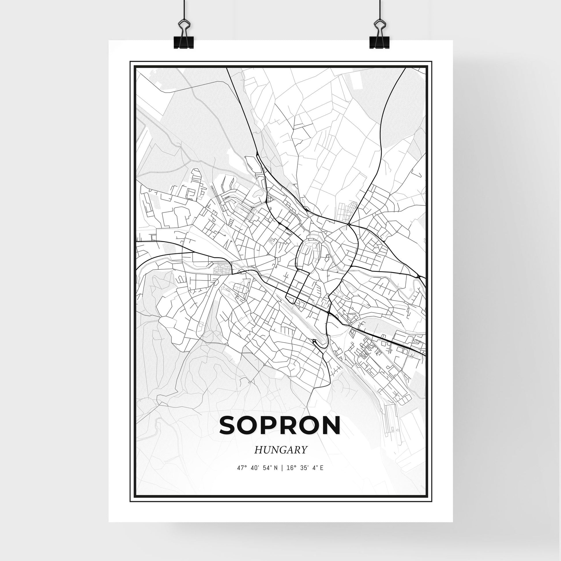 Sopron Hungary - Premium City Map Poster