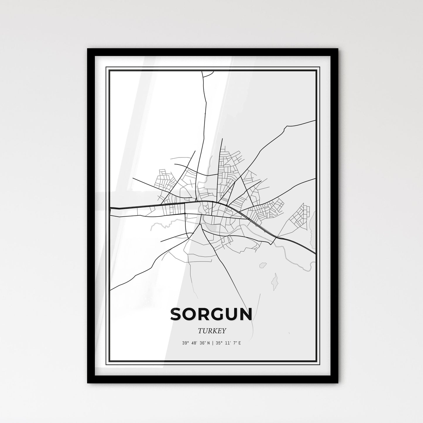 Sorgun Turkey - Scandinavian Style City Map for Modern Home Decor