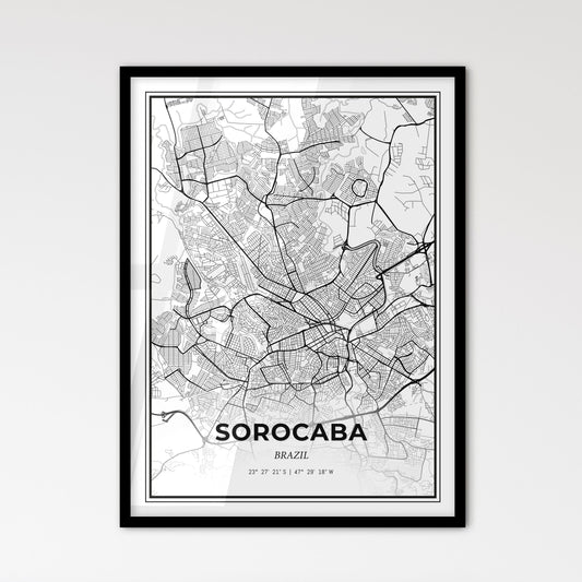 Sorocaba Brazil - Scandinavian Style City Map for Modern Home Decor