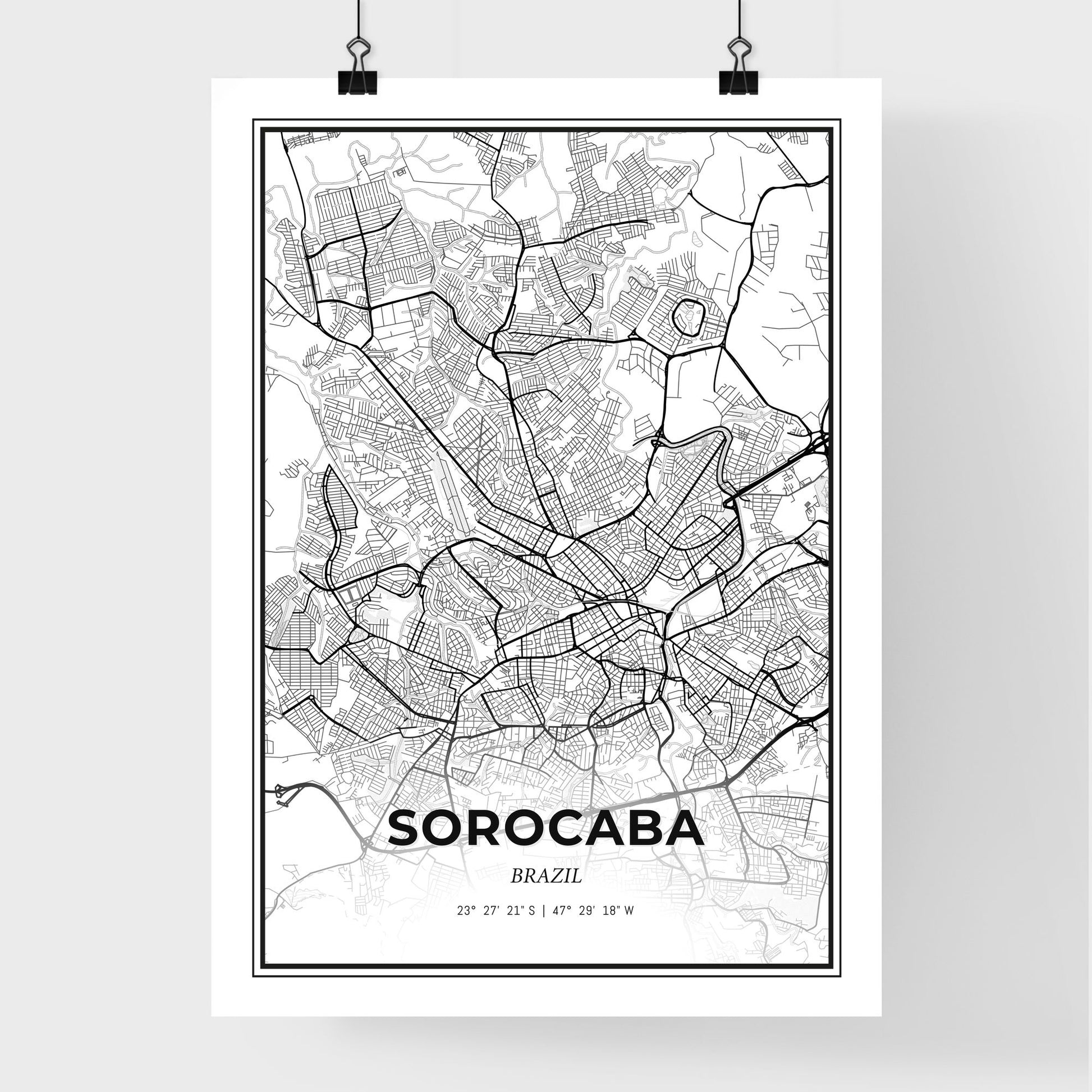 Sorocaba Brazil - Premium City Map Poster