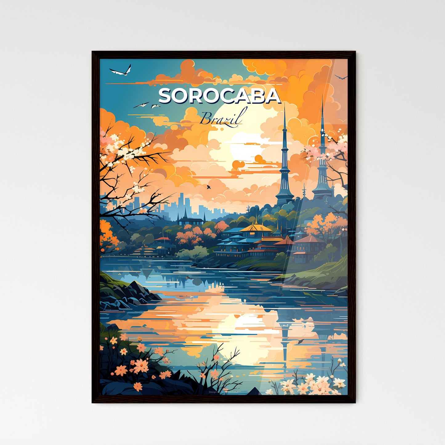 Sorocaba Brazil Skyline: Vibrant Urban Painting with River and Cityscape Default Title