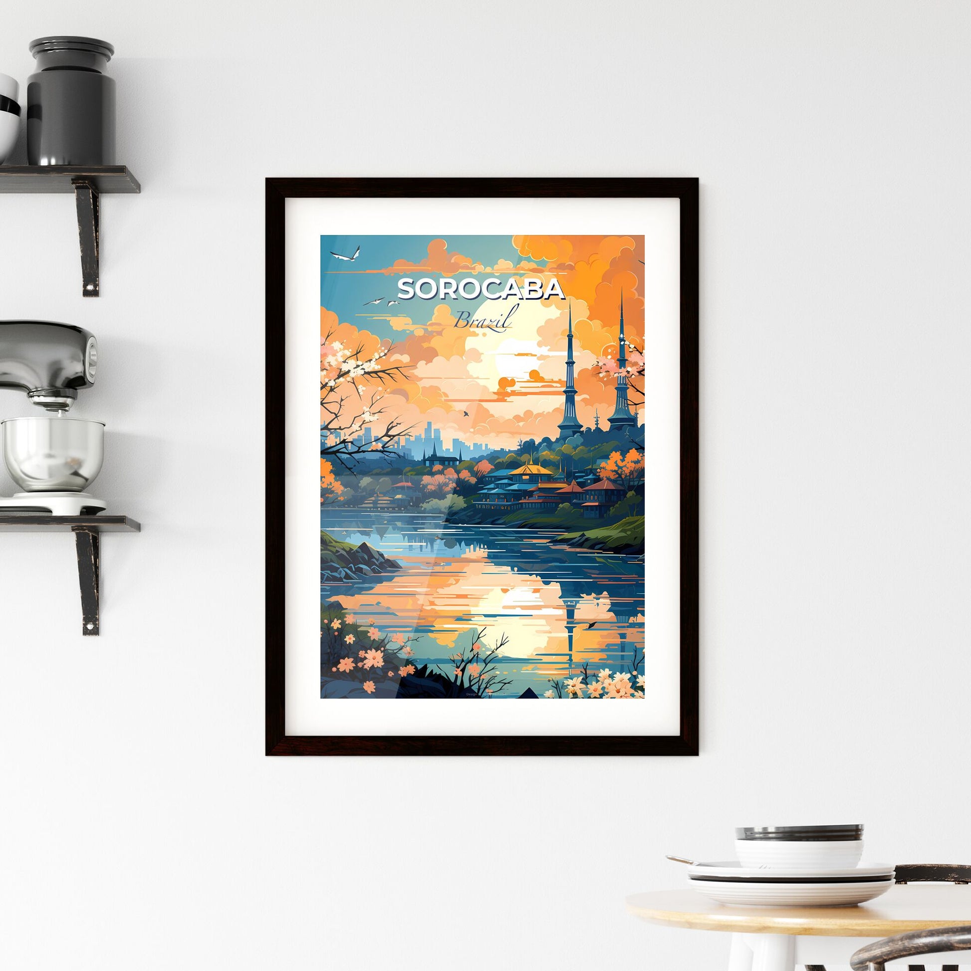 Sorocaba Brazil Skyline: Vibrant Urban Painting with River and Cityscape Default Title