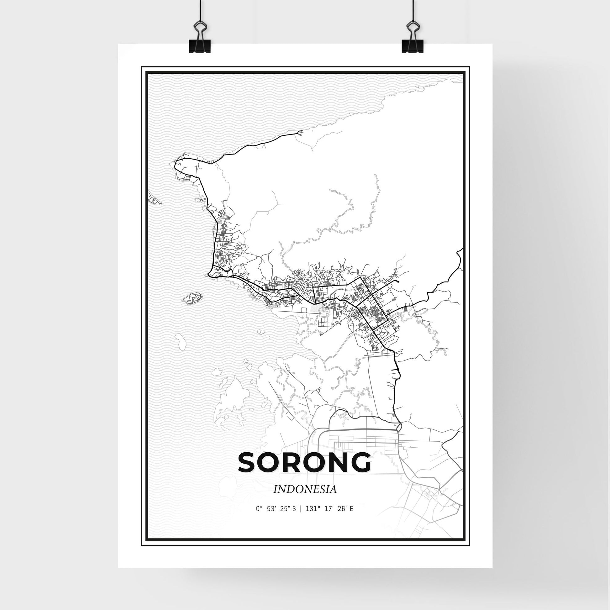 Sorong Indonesia - Premium City Map Poster