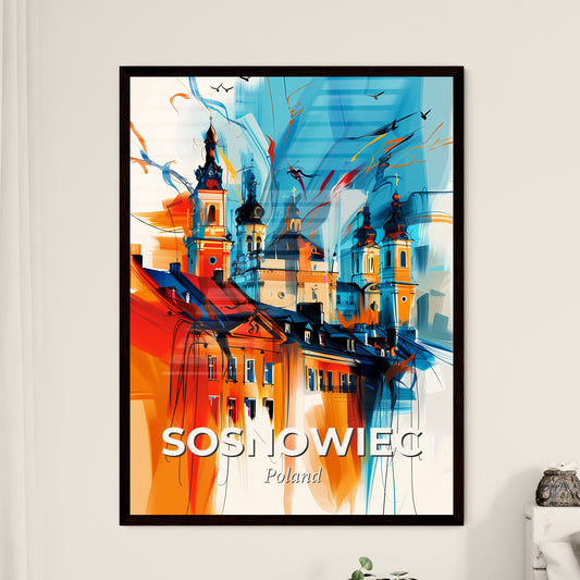 Vibrant Sosnowiec, Poland - A Painting Of A Building With Many Towers