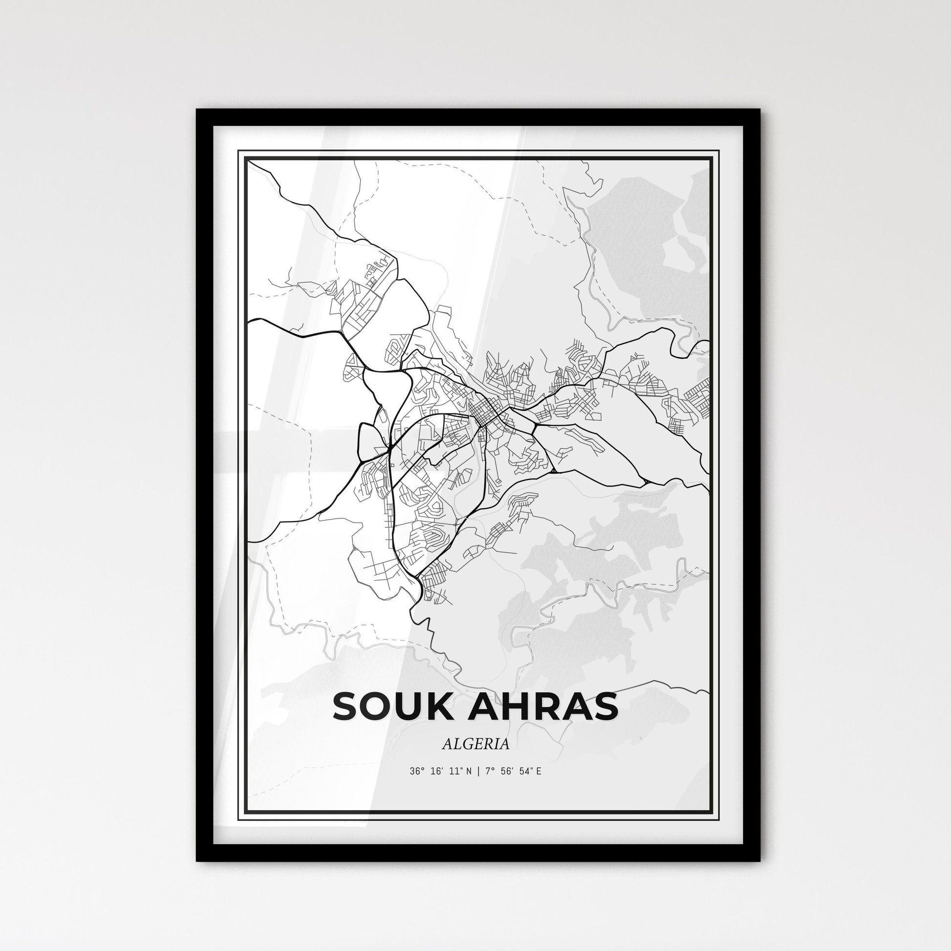 Souk Ahras Algeria - Scandinavian Style City Map for Modern Home Decor