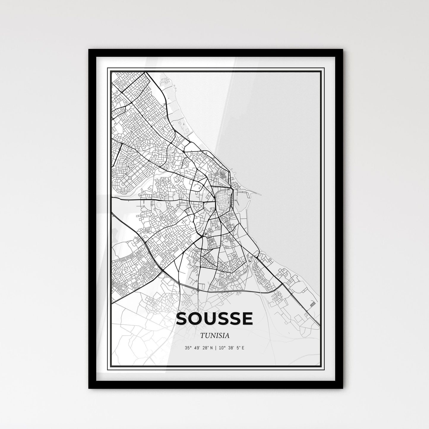 Sousse Tunisia - Scandinavian Style City Map for Modern Home Decor