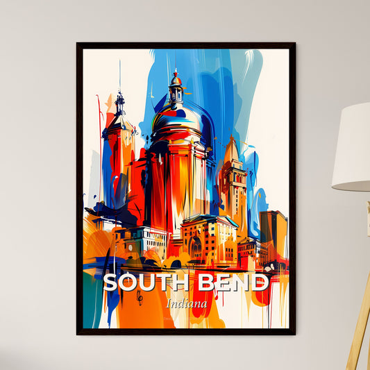 Vibrant South Bend, Indiana - A Painting Of A Skyline With A Colorful Building