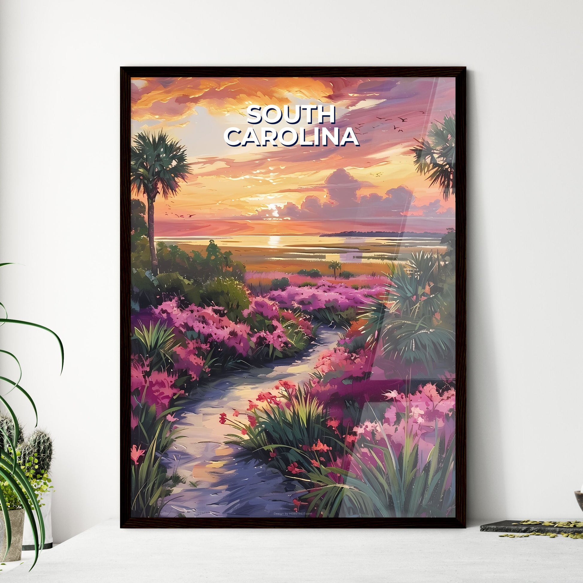 Tropical Path Painting, South Carolina, USA: Vibrant Artwork of Lush Landscape