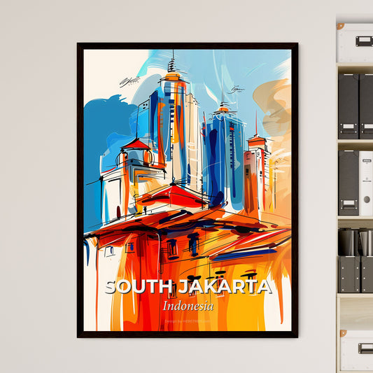 Vibrant South Jakarta, Indonesia - A Painting Of A Building With Tall Buildings