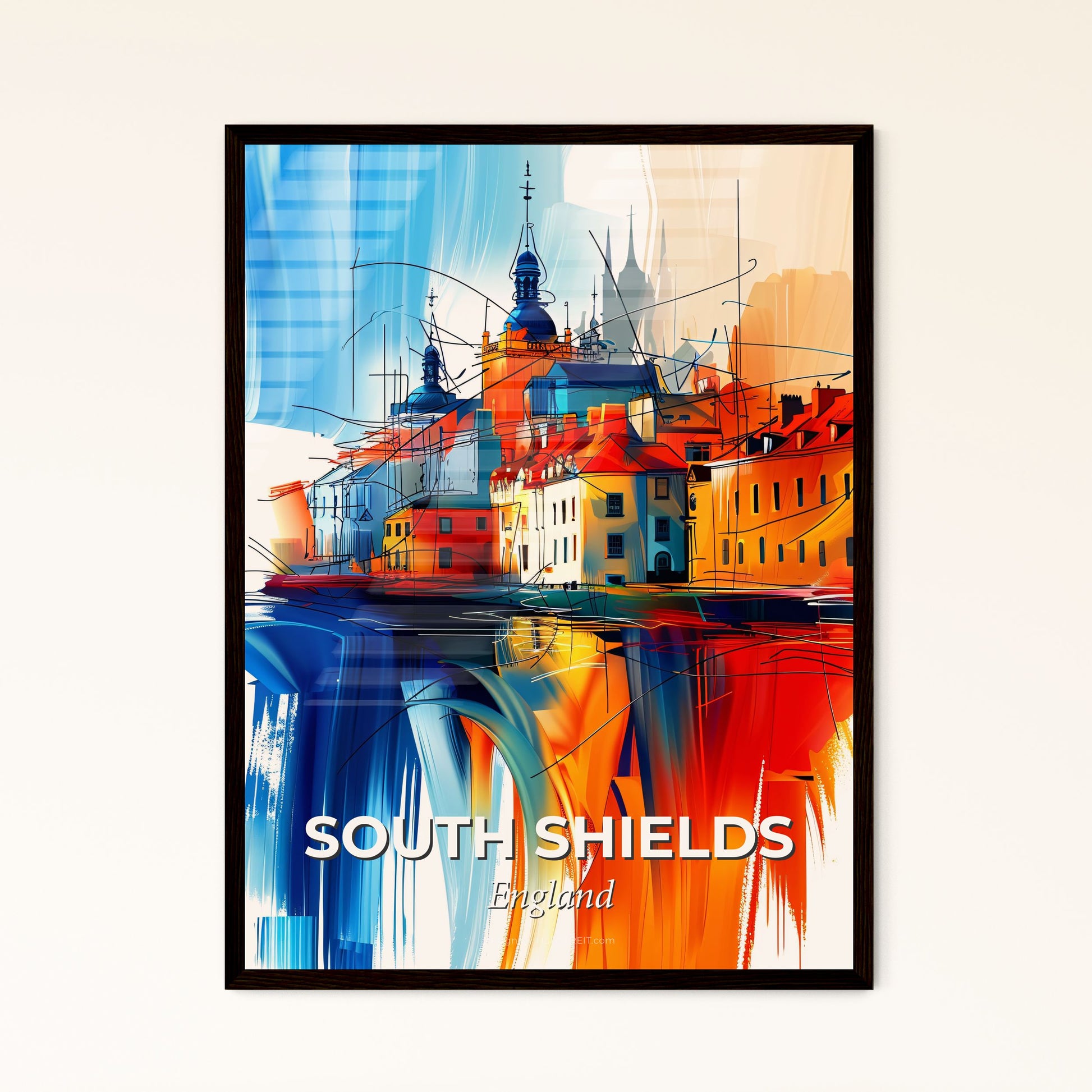 Vibrant South Shields, England - A Colorful Painting Of Buildings