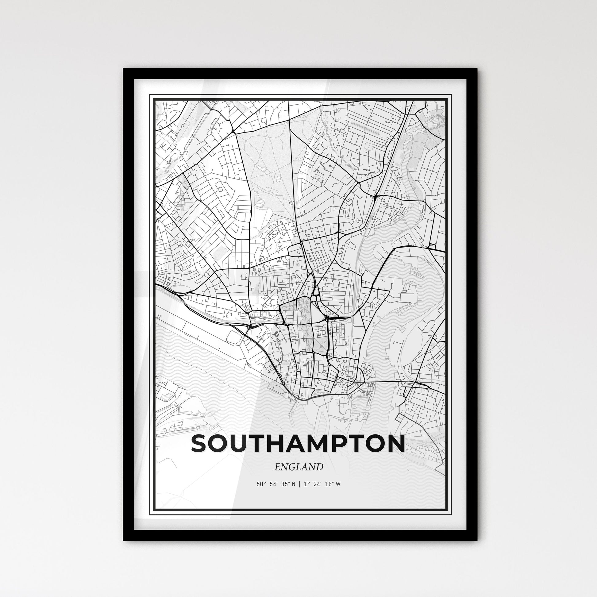 Southampton England - Scandinavian Style City Map for Modern Home Decor